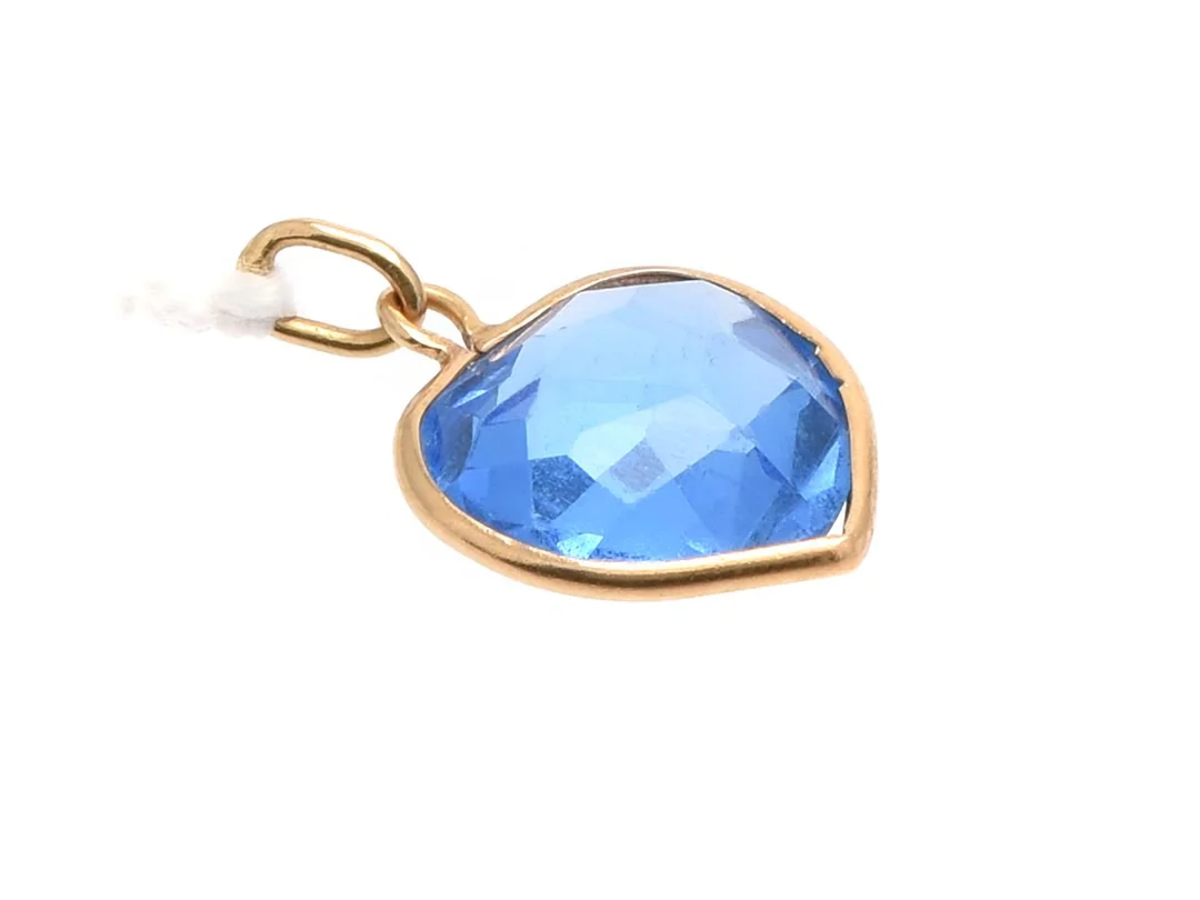 Hänge Hjärta 18K 1,6g längd 1,5cm, med blå sten — Smycken/Hänge — Kaplans