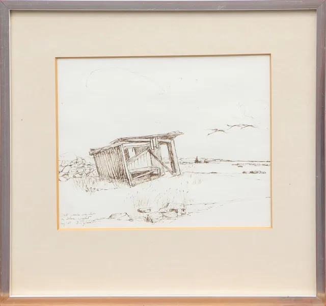 BIRGIT TYLÉN. TECKNING, tusch, motiv från Alvaret, Öland, signerad, 1981.