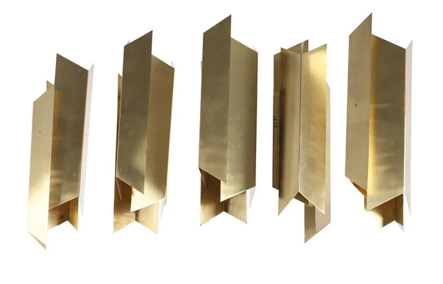 Louis Poulsen: A set of five large brass pendants, Bavnehøj Church, 1970s (5)