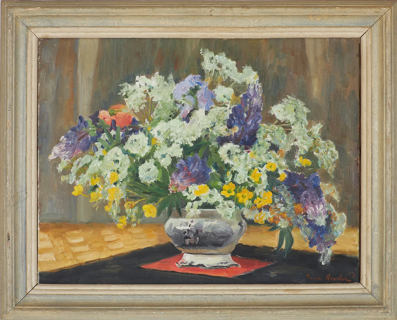TURE ANDER. "Sommarbukett", signerad samt daterad -37, olja på duk. — Paintings — Stockholms Auktionsverk Sickla