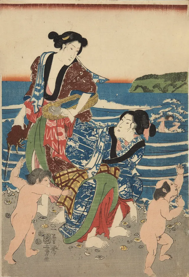 Toyokuni III/Kunisada — Kvinner ved kysten, 1847-50
