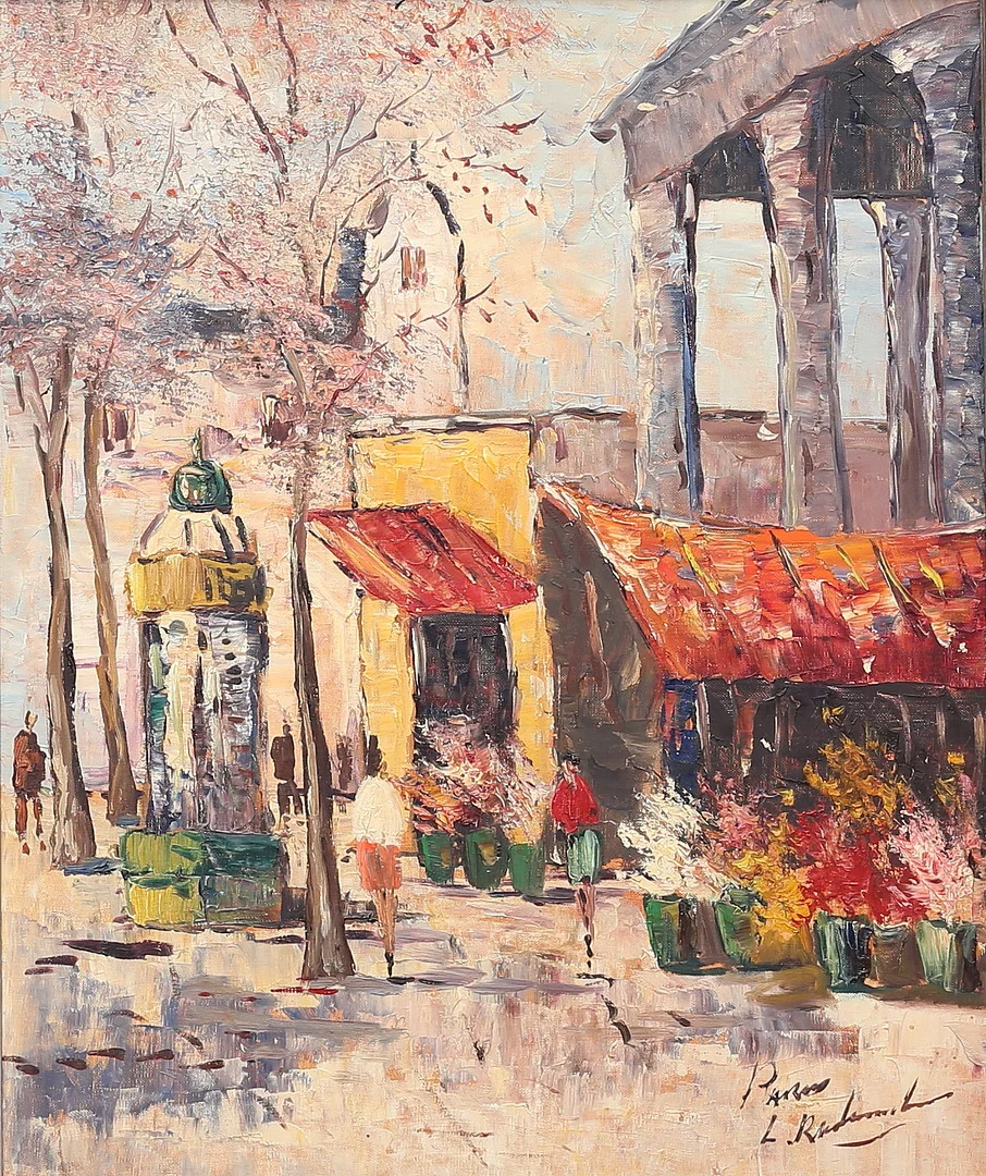 OIDENTIFIERAD KONSTNÄR. Parismotiv. Olja på duk, otydligt signerad. — Paintings — Auktionshuset Thelin & Johansson