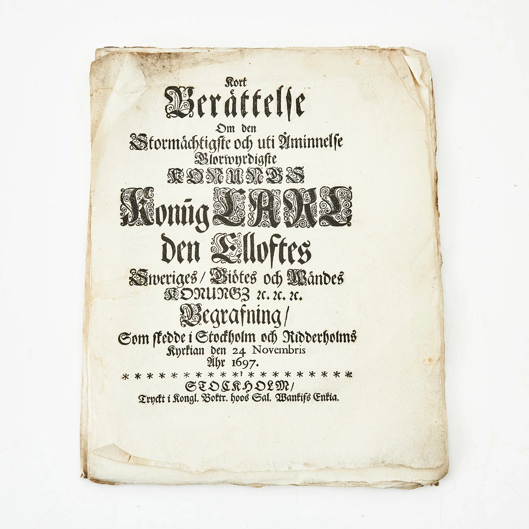 KARL XI:S BEGRAVNING, 1697. — Books — Stockholms Auktionsverk Magasin 5