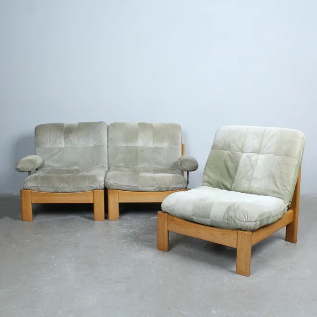 ROLF BENZ. 3-teiliges Modulsofa, Wildleder, 1970er Jahre, Deutschland (2).