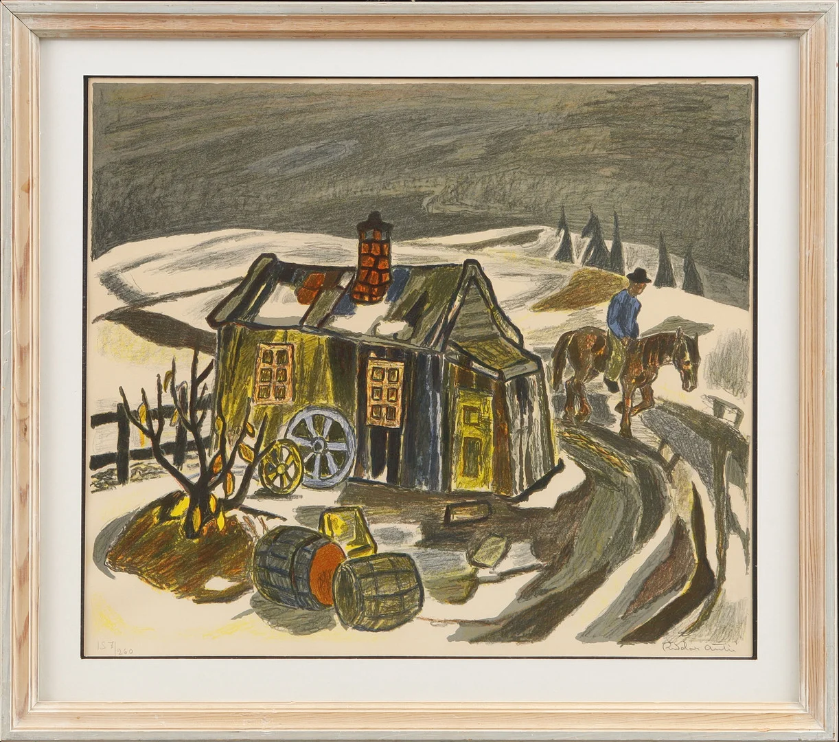 REIDAR AULIE. "Den gamla smedjan", färglitografi, signerad och numrerad 157/260. — Engravings & Prints — Göteborgs Auktionsverk