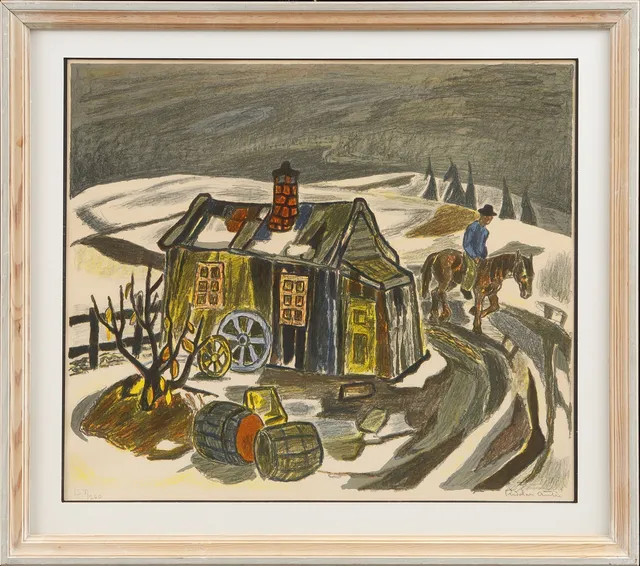 REIDAR AULIE. "Den gamla smedjan", färglitografi, signerad och numrerad 157/260.