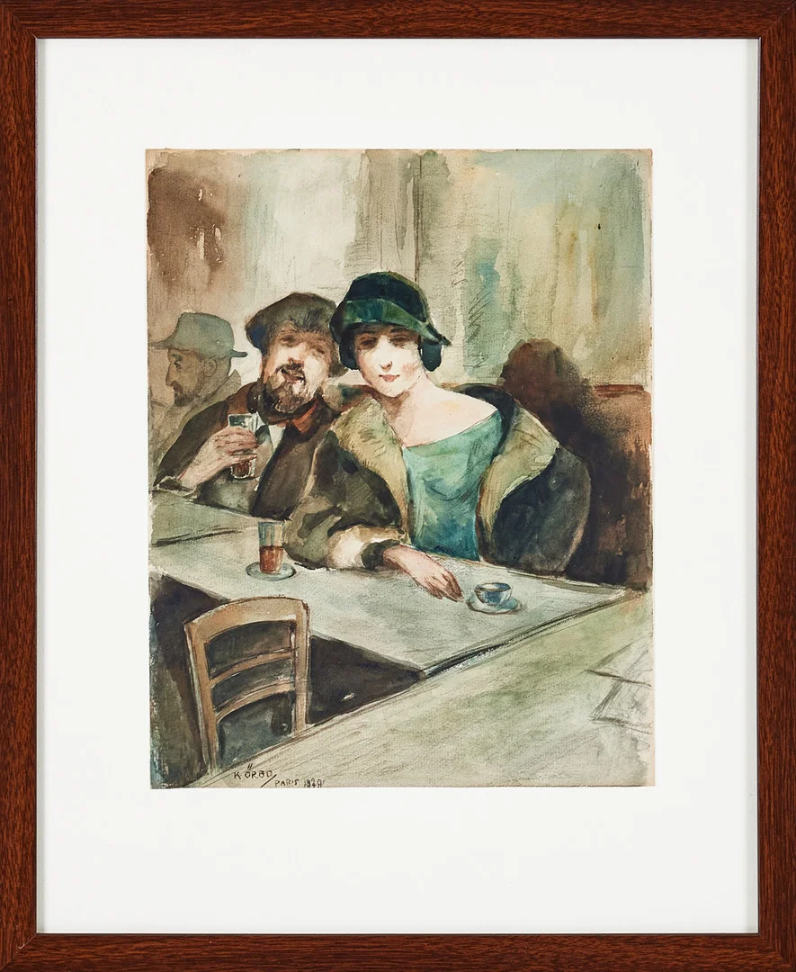KARL ÖRBO (1890–1958). Par vid cafébord, akvarell, signerad och daterad Paris 1920. — Paintings — Stockholms Auktionsverk Magasin 5