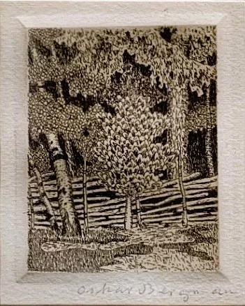 OSKAR BERGMAN. ETSNING, signerad. — Engravings & Prints — Höörs Auktionshall