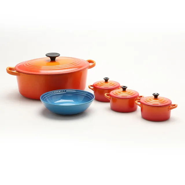 LE CREUSET. Grytor mm, 5 delar.