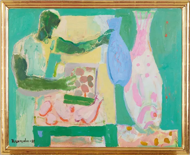 LENNART ROSENSOHN. Torgscen, olja på duk, signerad Rosensohn, ca 52x65 cm.