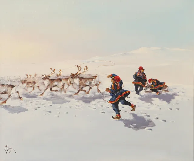 HENNING PAULSSON. Renjakt, olja på duk, signerad Paulsson.
