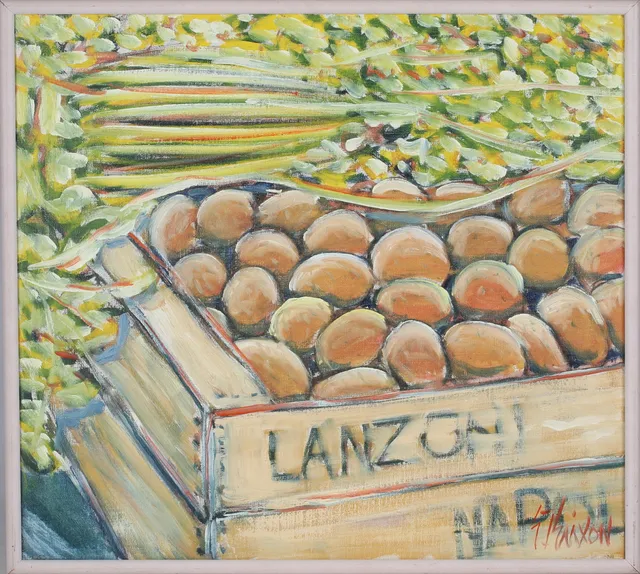 GUNNAR INGEMAR ERIXON. "Potatis och fänkål", olja på duk, signerad.
