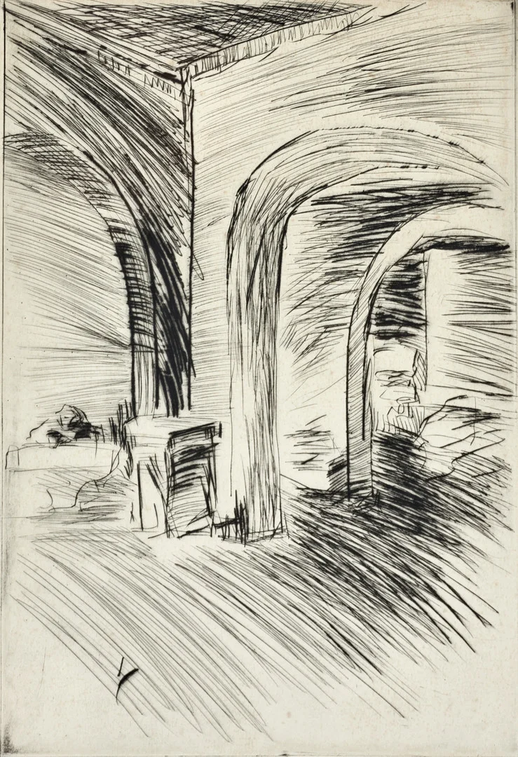 EVERT LUNDQUIST (1904-1994). Interiör, signerad i blyerts, numrerad 10/50, etsning. — Engravings & Prints — Crafoord Auktioner Stockholm