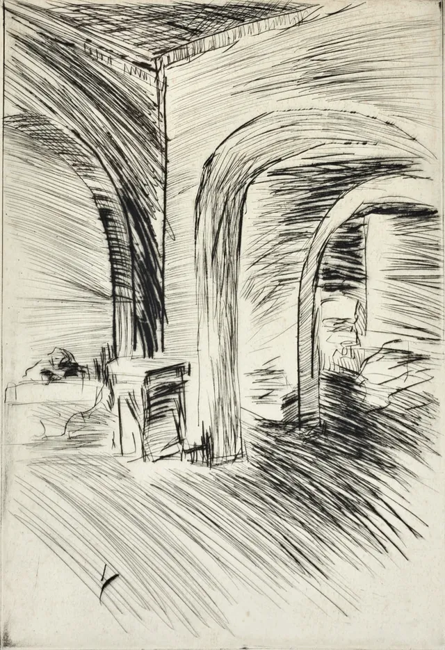 EVERT LUNDQUIST (1904-1994). Interiör, signerad i blyerts, numrerad 10/50, etsning.
