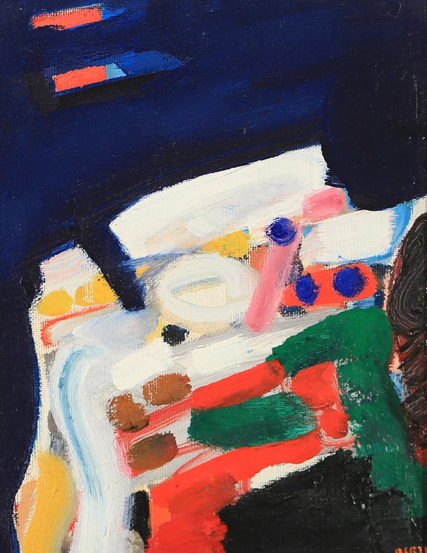 LARS BERTLE. "Mot natten", olja på pannå, signerad Bertle. — Paintings — Helsingborgs Auktionskammare