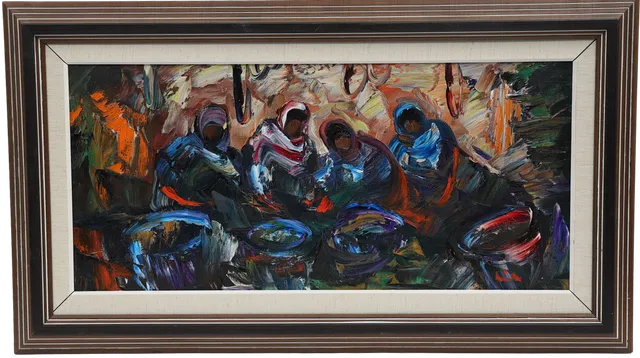ERIK LOO. Landskap med figurer, signerad.