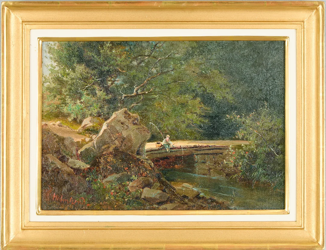 JOSEFINA HOLMLUND. Pastoral scen med fiskare. — Paintings — Uppsala Auktionskammare
