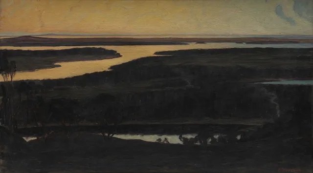 OTTO HESSELBOM. "Vårt land, motiv från Dalsland", olja på duk, signerad.