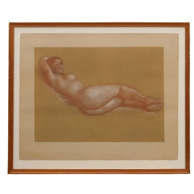 ARISTIDE MAILLOL. (1861-1944), efter, liggande kvinna, monogramsignerad i trycket.