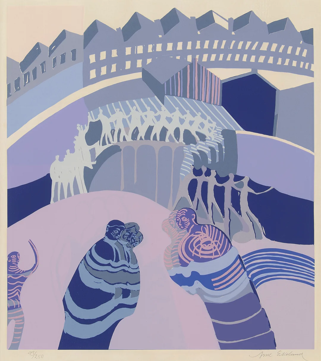 Ekeland, Arne — "Babylon faller/Opptog" 1974 — Kunst/Grafikk — Blomqvist