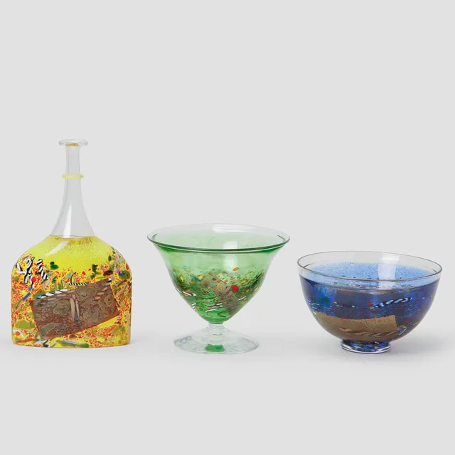 BERTIL VALLIEN. Skålar, 2 st samt vas, "Satellite", glas, Kosta Boda.