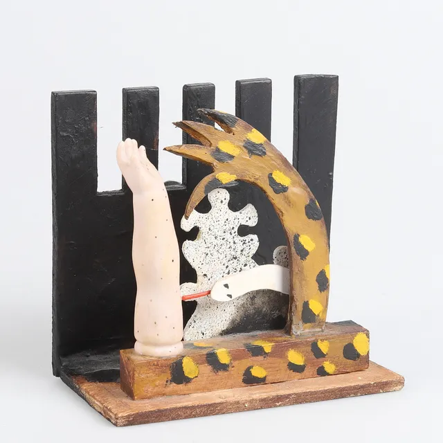 SVEN FRISTEDT. Skulptur, mixed media, a tergo signerad.