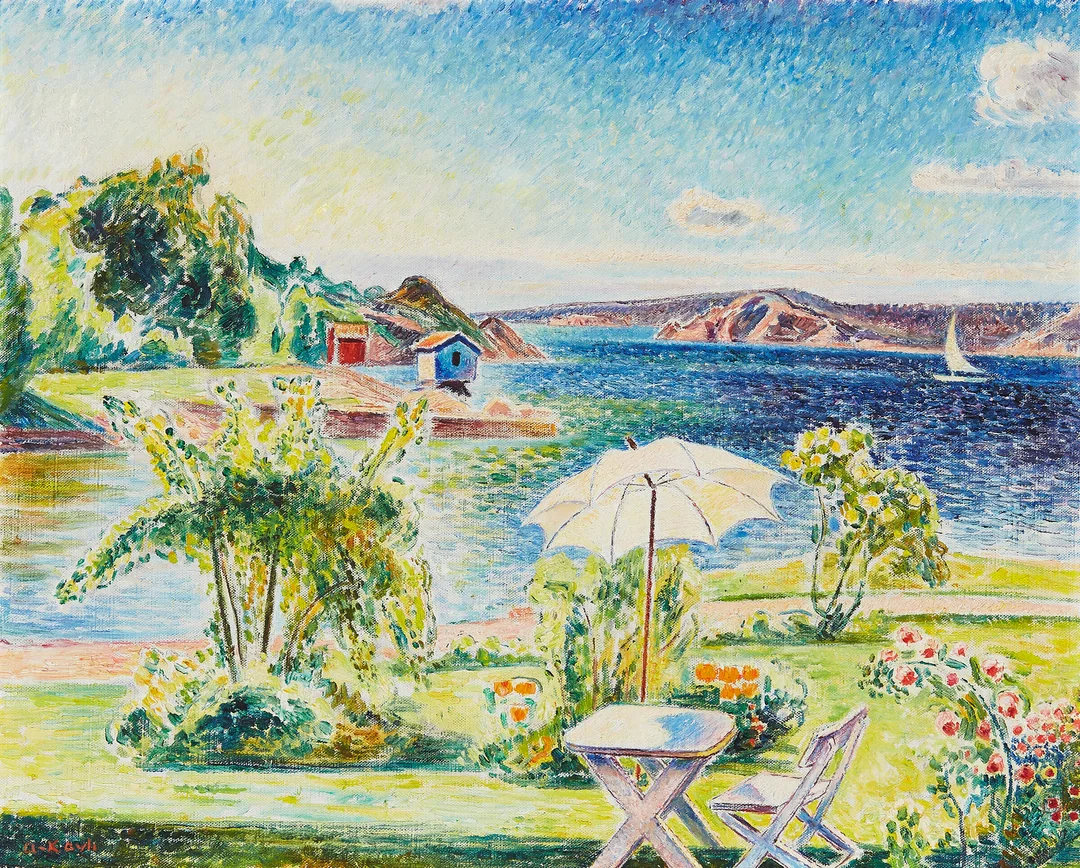 Kavli, Arne — I hagen på Rønnes — Kunst/Maleri — Blomqvist