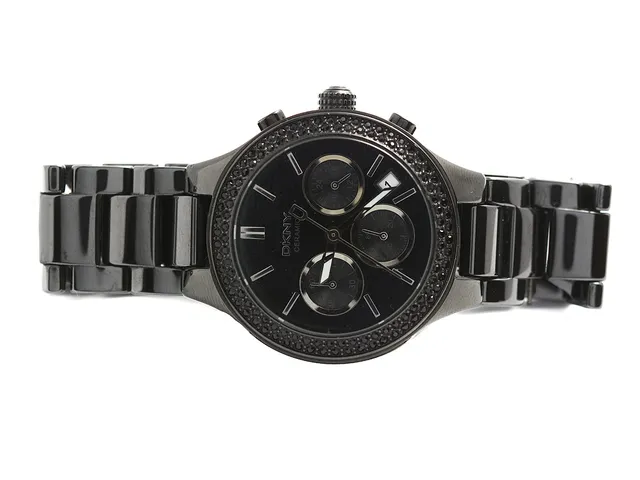 DKNY Ceramic, damur, quartz, kronograf, datum, safirglas, stenar på ring, länk 19,5cm, snr: 8184-251011