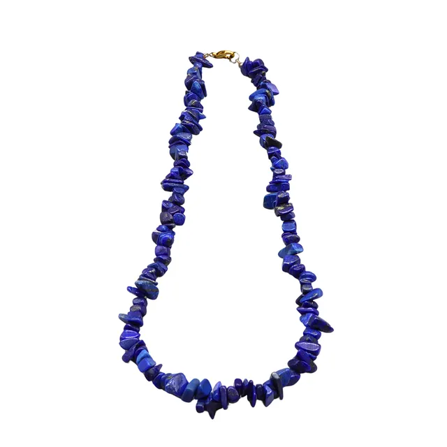 LAPISLAZULI SPLITTER KETTE MIT VERGOLDETEM 925ER SILBER VERSCHLUSS.