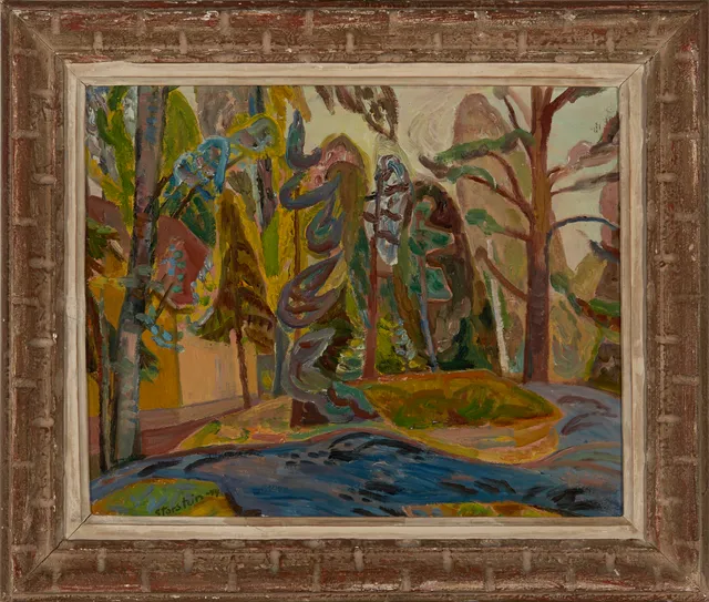 Storstein, Aage — "Trærne utenfor hytta (Holmsbu)" 1944