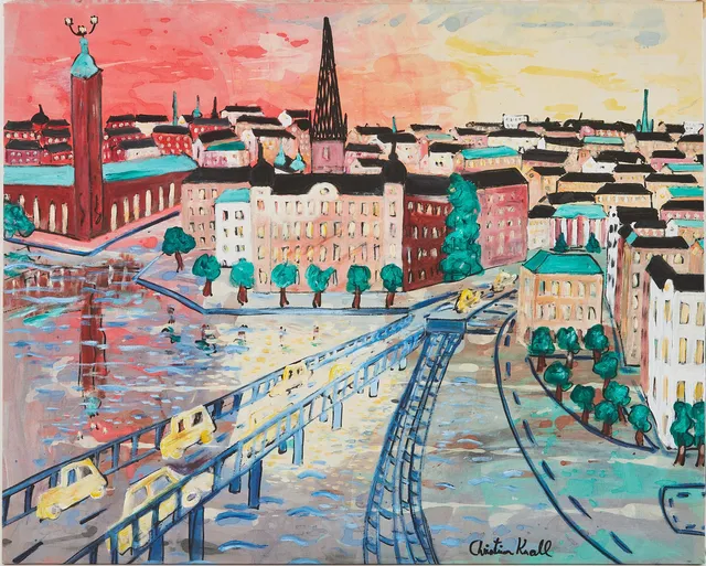 CHRISTINA KNALL. "Riddarholmen", signerad och daterad 2000, akryl på duk.