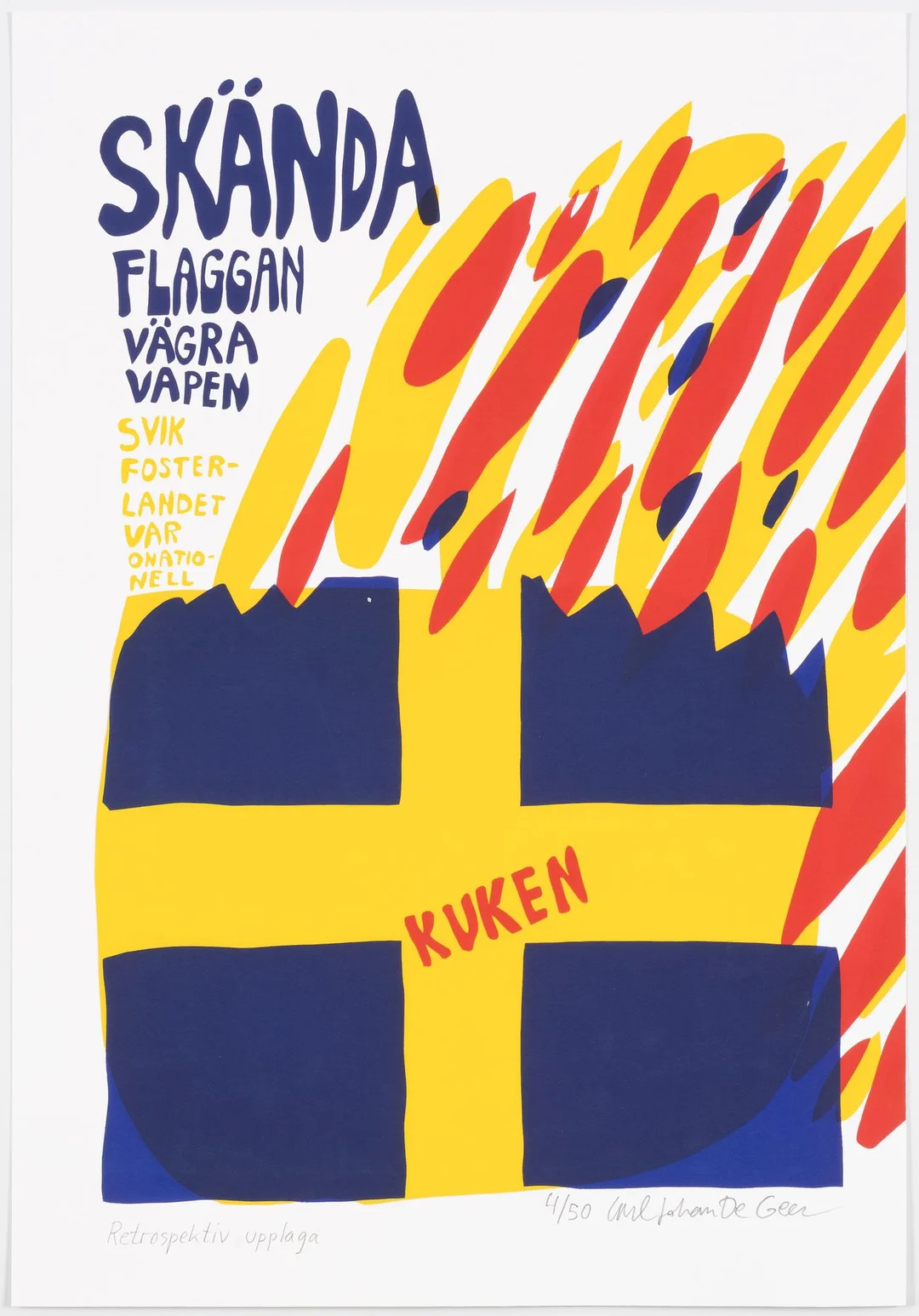 Carl Johan De Geer, "Skända flaggan - Vägra vapen". — Konst/Grafik — Bukowskis