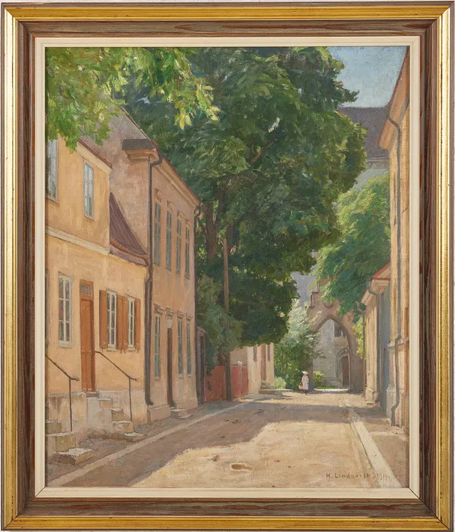 HERMAN LINDQVIST. Visby, olja på duk, signerad och daterad 1919.