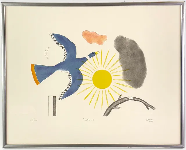LENNART GRAM. Färglitografi, "Solfågel", signerad Gram, daterad 1985 samt numrerad 117/230.