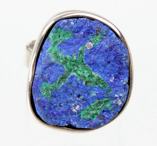 Designer Ring mit Azurit, in Silber 925.