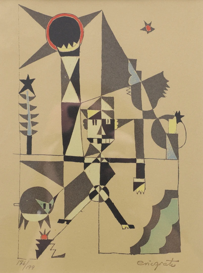 ERIC GRATE. Komposition, färglitografi, signerad och numrerad 196/199. — Engravings & Prints — Växjö Auktionskammare