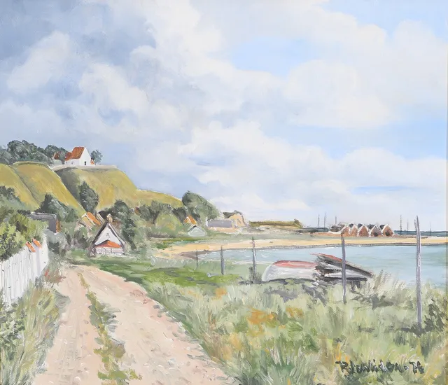 RUNE WENLIDEN. Kyrkbacken Ven, olja på duk, signerad R. Wenliden.