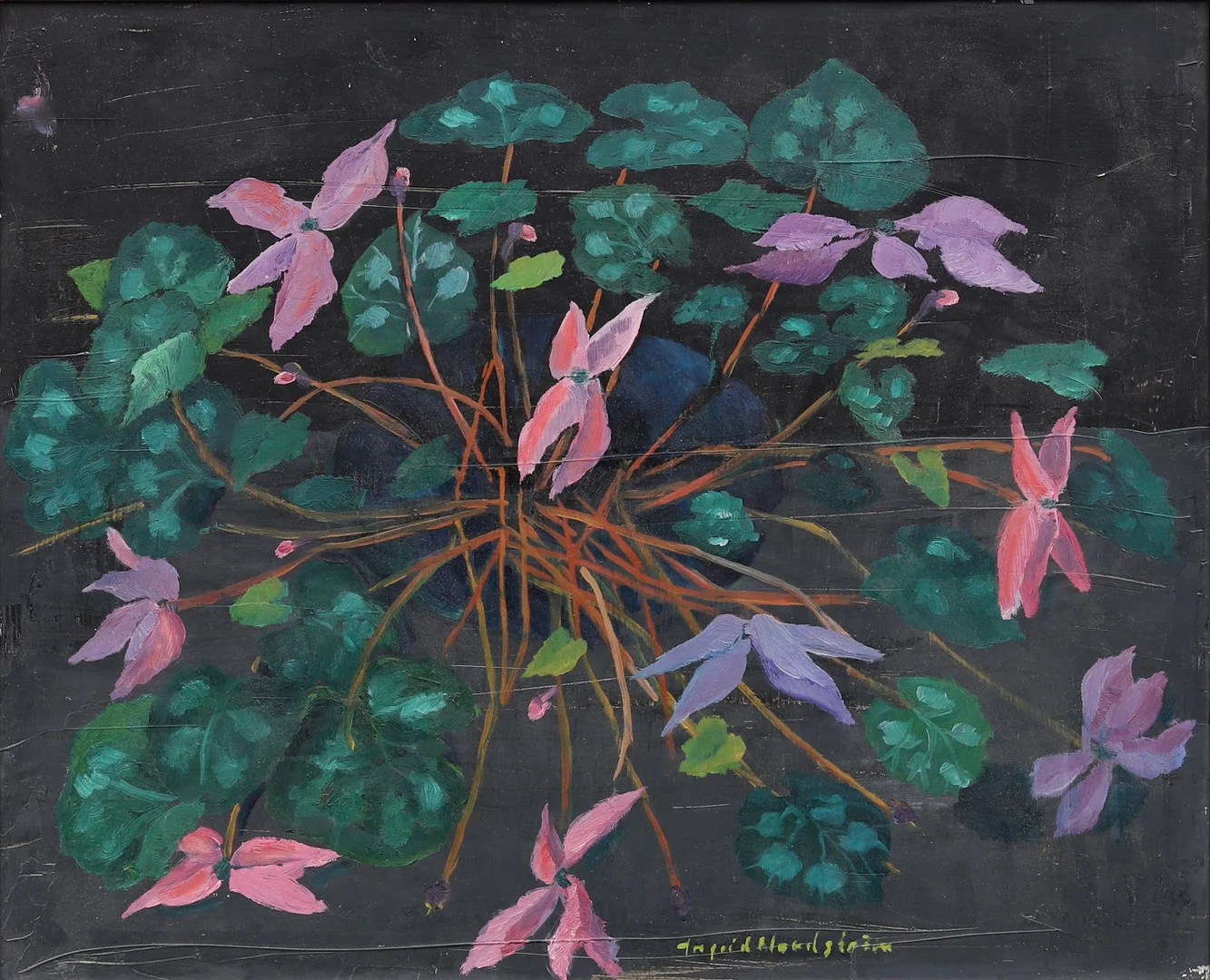 INGRID NORDSTRÖM. Blomster, olja på pannå, signerad. — Paintings — Garpenhus Auktioner
