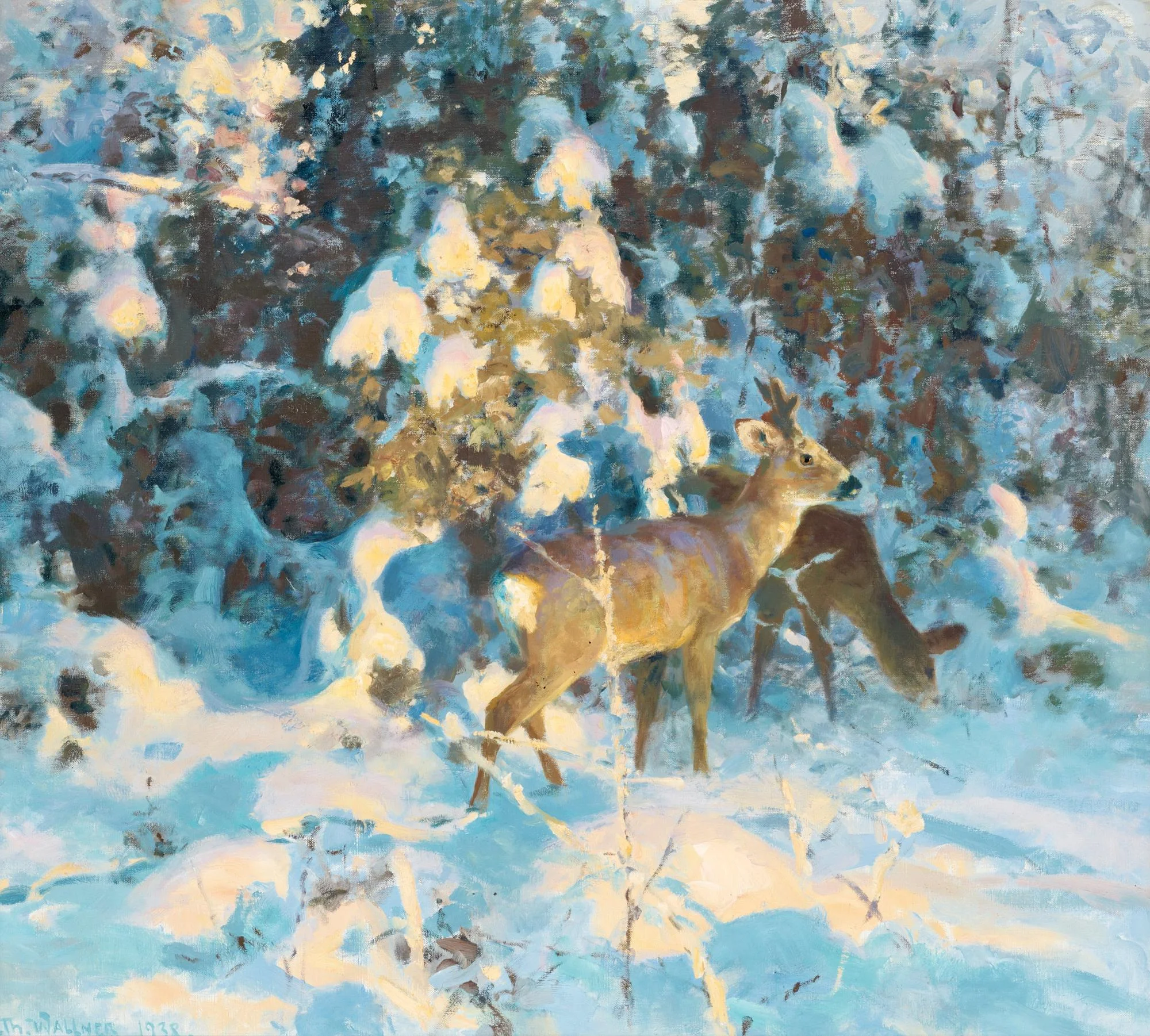 Thure Wallner, Rådjur i snötyngd skog. — Bukowskis