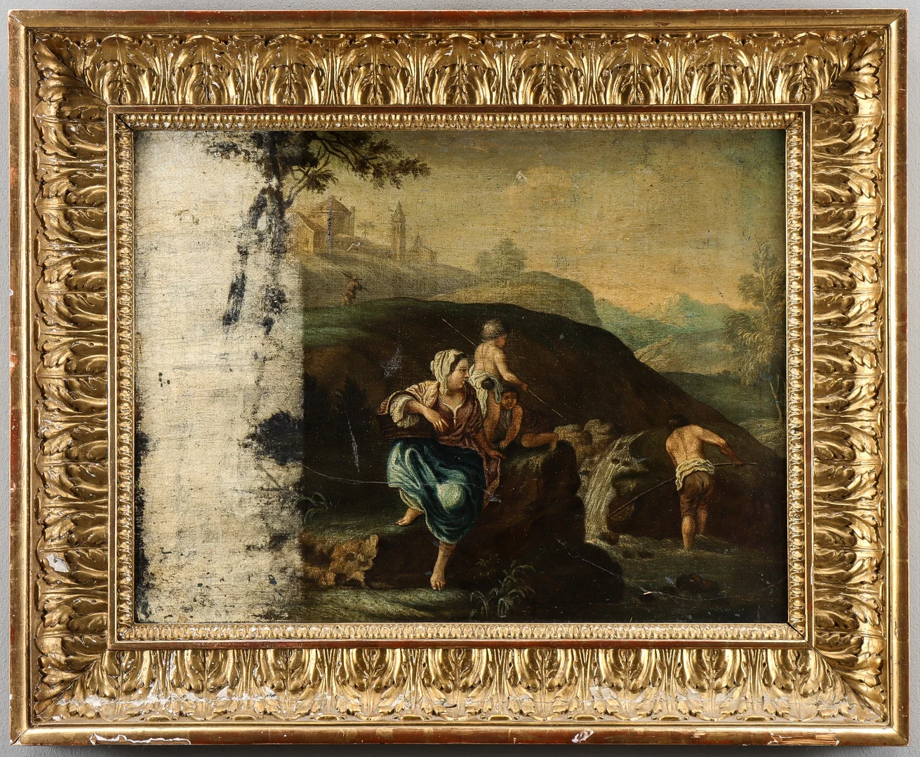 ITALIENSK SKOLA, 17/1800-tal, figurscen i arkadiskt landskap. — Paintings — Karlstad Hammarö Auktionsverk