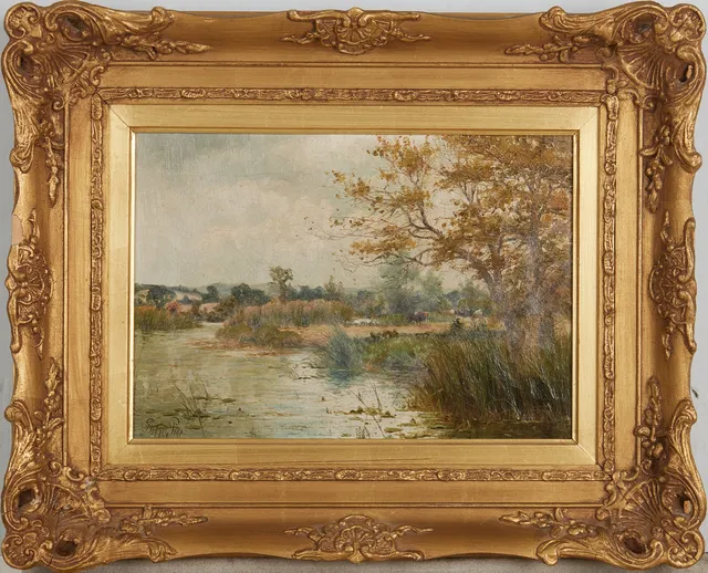 SIDNEY PIKE (1862-1922). Flodlandskap, olja på duk, signerad.