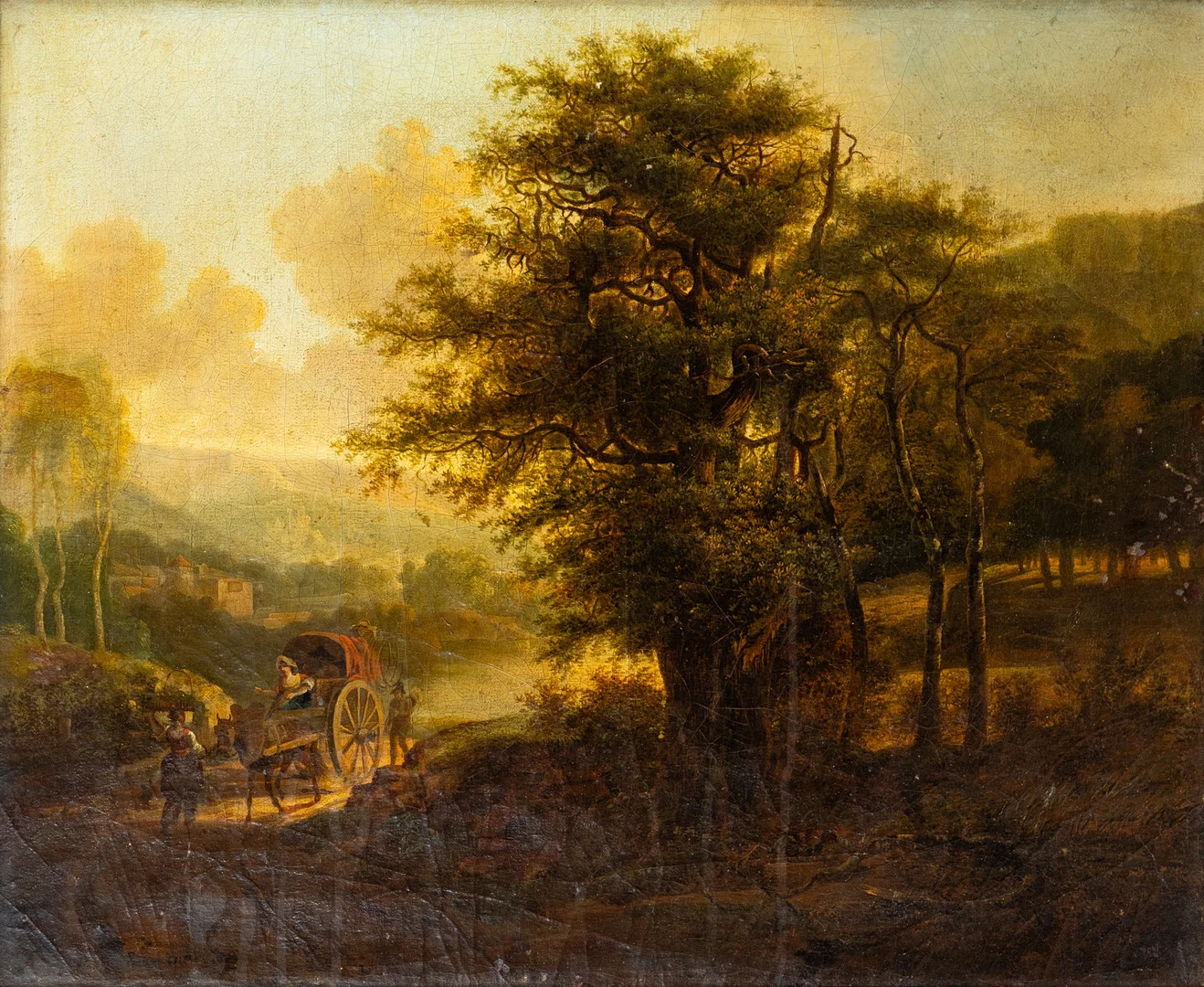 LANDSCHAFTSMALER DES 19. JAHRHUNDERTS. Italienische Landschaft mit Kutsche. — Paintings — Stockholms Auktionsverk Hamburg