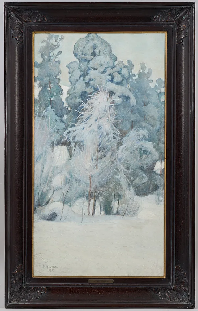 PEKKA HALONEN. Vinterlandskap, signerad samt daterad 1899, olja på duk.
