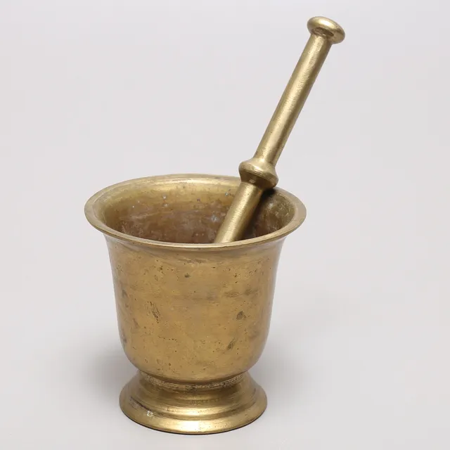 MORTEL med STÖT, mässing, 1800-tal.