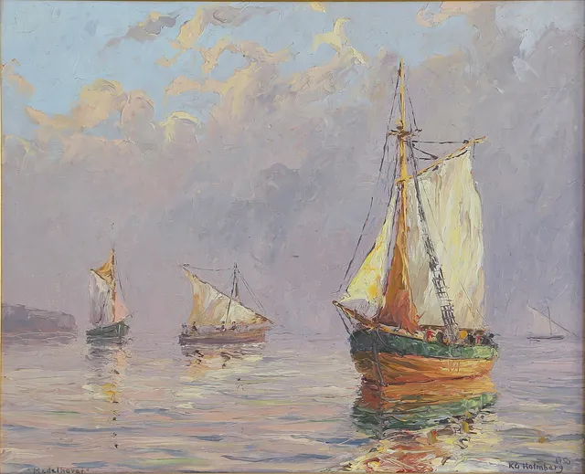 KG HOLMBERG. OLJA på pannå, signerad, 1900-tal.