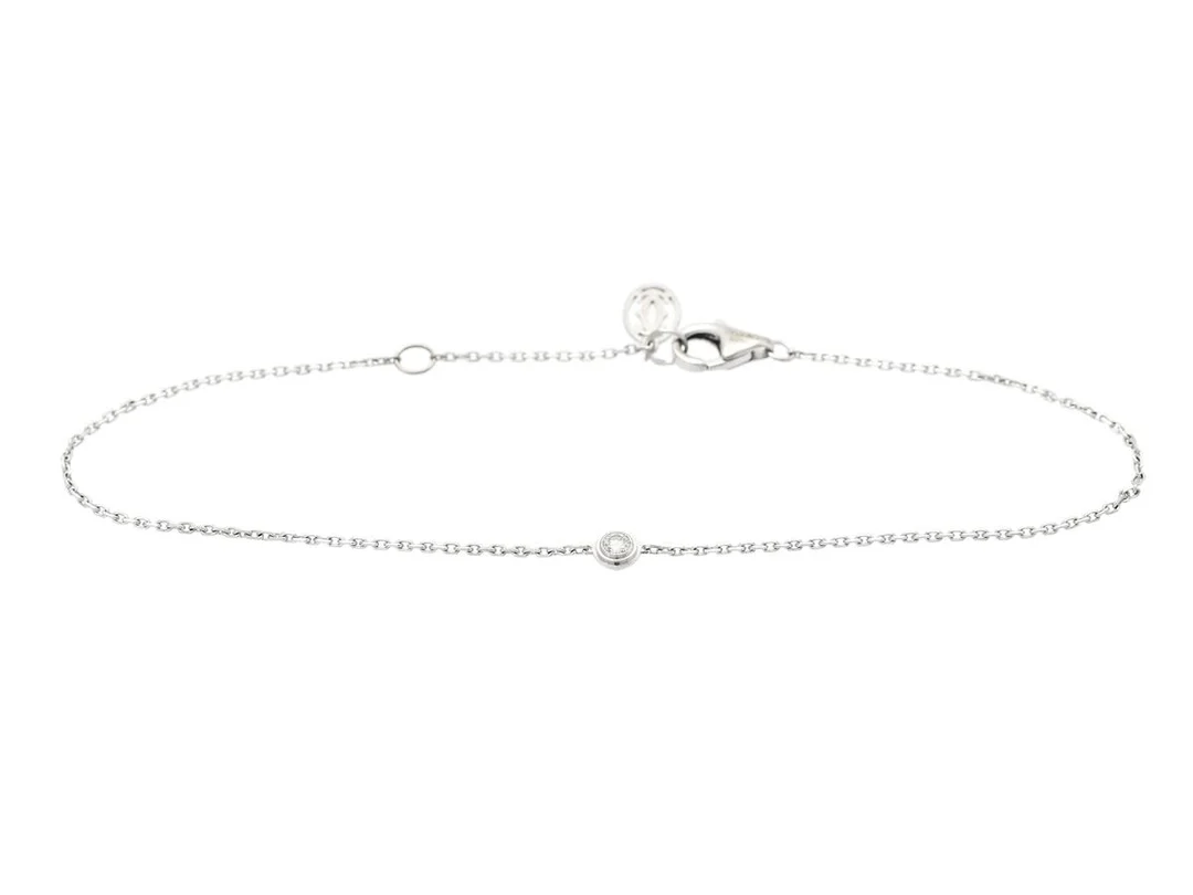 CARTIER, armband, Cartier d´amour bracelet 18K vitguld, briljantslipad diamant 0,04 ct, ref. nr FTZ591, längd 17 cm, vikt 1,4 g, certifikat. — Smycken/Armband — Kaplans