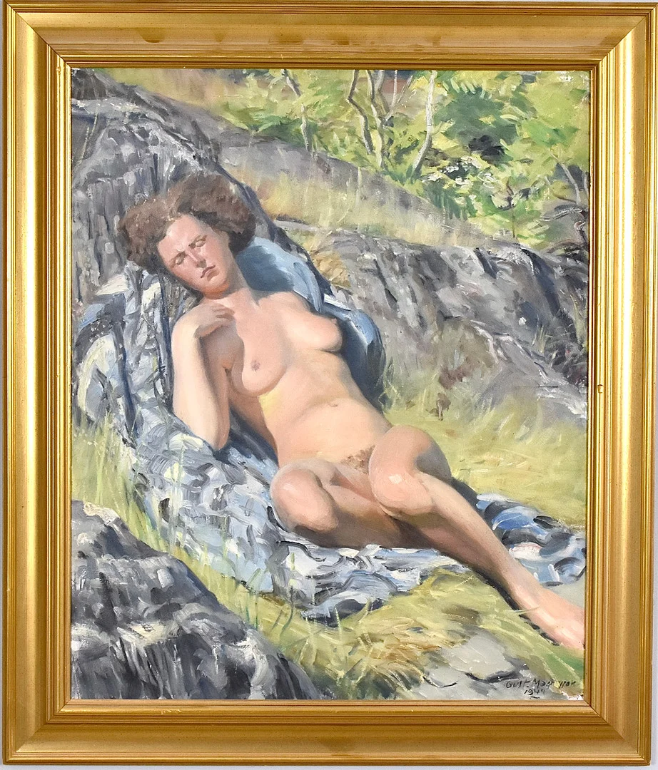 GUSTAF MAGNUSSON (SVERIGE, 1890-1957):. Olja på pannå. — Paintings — Halmstads Auktionskammare