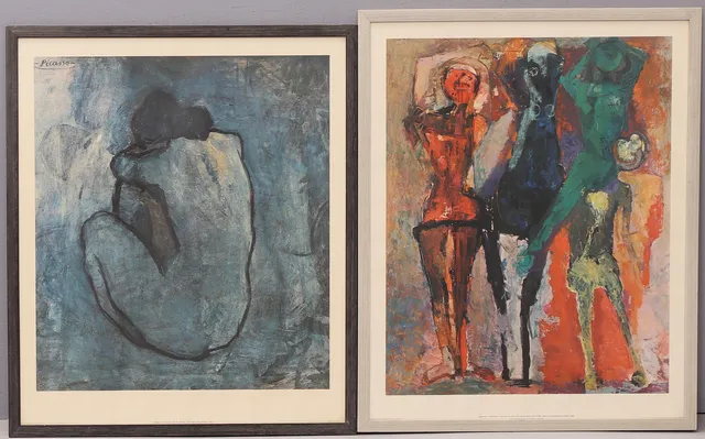 PABLO PICASSO. Efter, reproduktioner, 2 st, Sørensen & Co, Danmark.