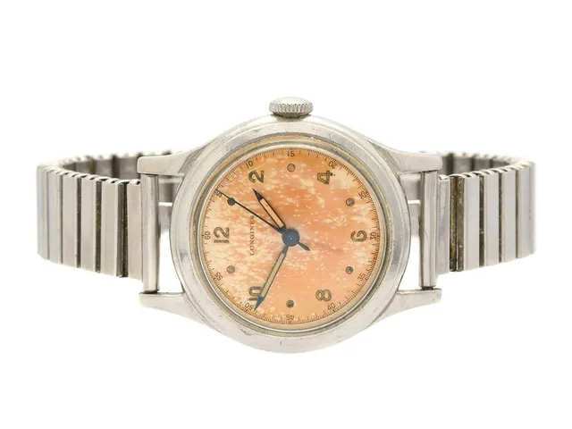 LONGINES, "Sei Tacche", herrur, 35,5 mm, Cal 12.68N, Serie nr. 7902063, Boett nr. 5483 / 109, stål, manuell, plexiglas, skadad urtavla, defekt (går ej, akut servicebehov), ca 1949, metallänk ej original.