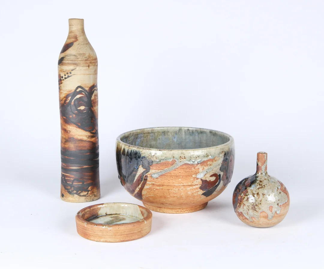Conny Walther. Collection glazed ceramics (4) — Glass, porcelain and ceramics/Vases, bowls, dishes — Lauritz